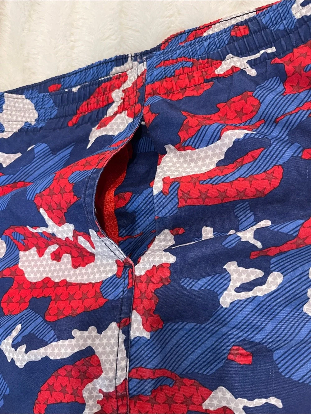 Nike Men's Red, Blue & White Camo Swim Board Shorts